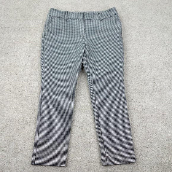 Anne Taylor Factory Pants Women's 6 Petite Black Checkered Stretch Curvy Chino - Picture 1 of 10